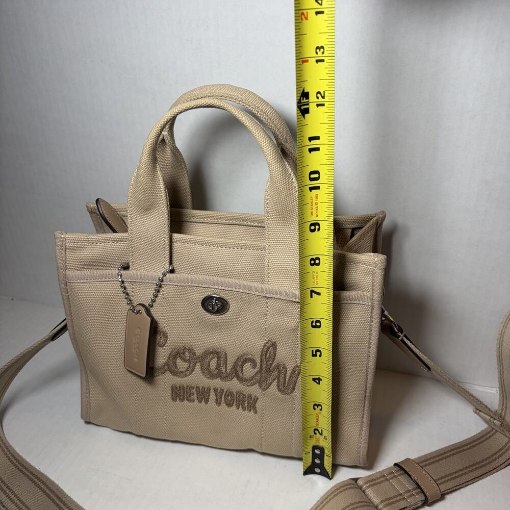 COACH Cargo Canvas Tote Crossbody Bag Silver/Natural Beige - Picture 4 of 8